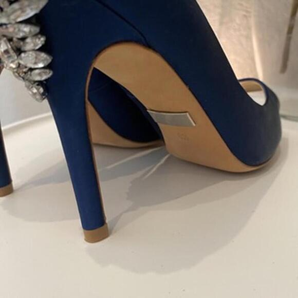 Badgley Mischka Nilla Midnight Blue Crystal Heel 6.5 Excellent - Picture 6 of 9